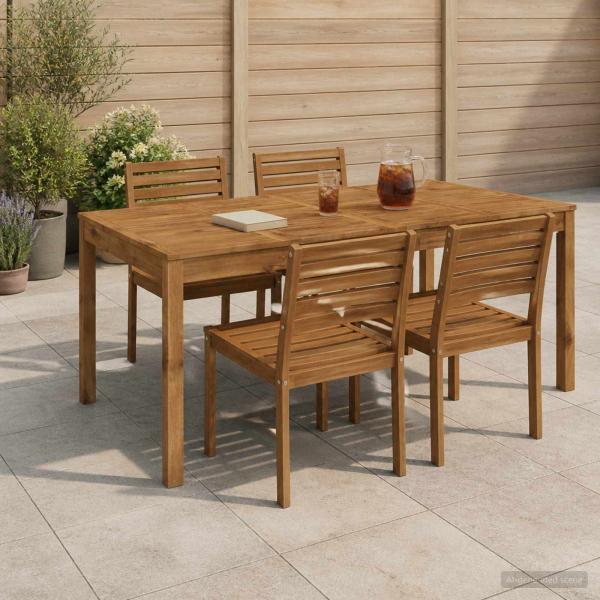 ARDEBO.de - Gartentisch Natur 180 x 88,5 x 75 cm Massivholz Akazie