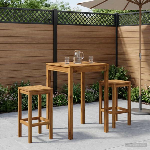 ARDEBO.de - Gartenbar-Tisch Natur 70 x 68,5 x 105 cm Massivholz Akazie
