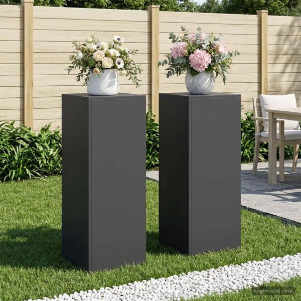 ARDEBO.de - Pflanzenständer 2 pcs Schwarz 30 x 30 x 80 cm Stahl