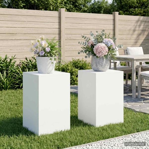 ARDEBO.de - Pflanzenständer 2 pcs Weiß 40 x 40 x 60 cm Stahl