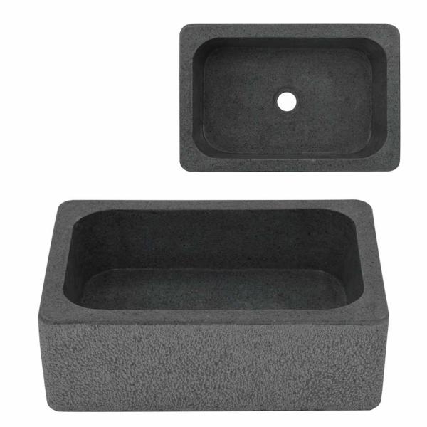 ARDEBO.de - Waschbecken 45x30x15 cm Flussstein Schwarz
