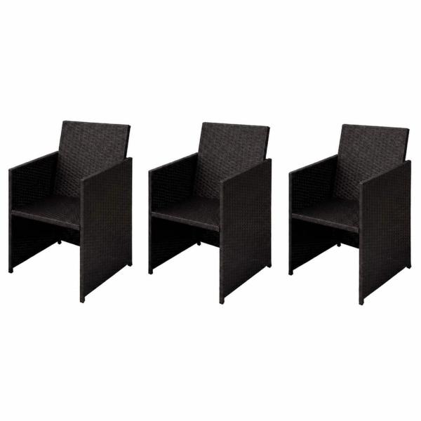 ARDEBO.de - Gartenstühle 3 stk. Braun Poly Rattan