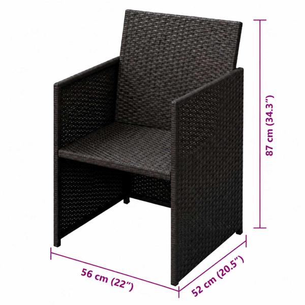 Gartenstühle 3 stk. Braun Poly Rattan