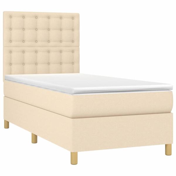 Boxspringbett mit Matratze & LED Creme 80x200 cm Stoff