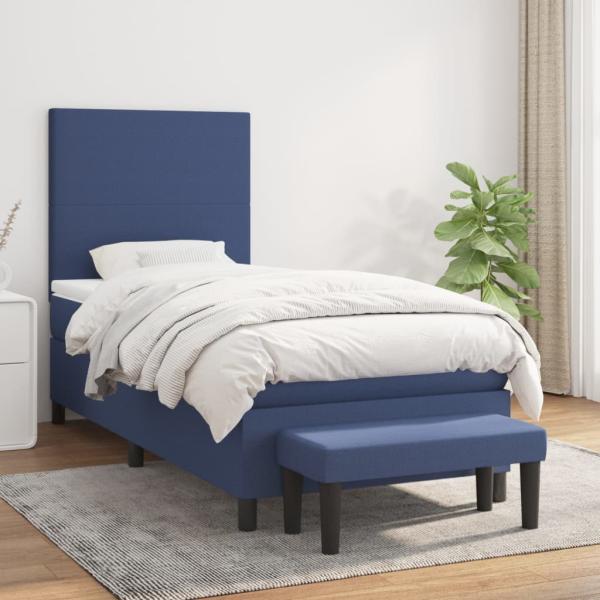 ARDEBO.de - Boxspringbett mit Matratze Blau 100x200 cm Stoff