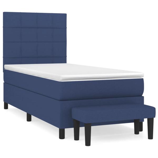 Boxspringbett mit Matratze Blau 100x200 cm Stoff