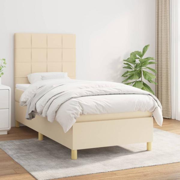 ARDEBO.de - Boxspringbett mit Matratze Creme 80x200 cm Stoff