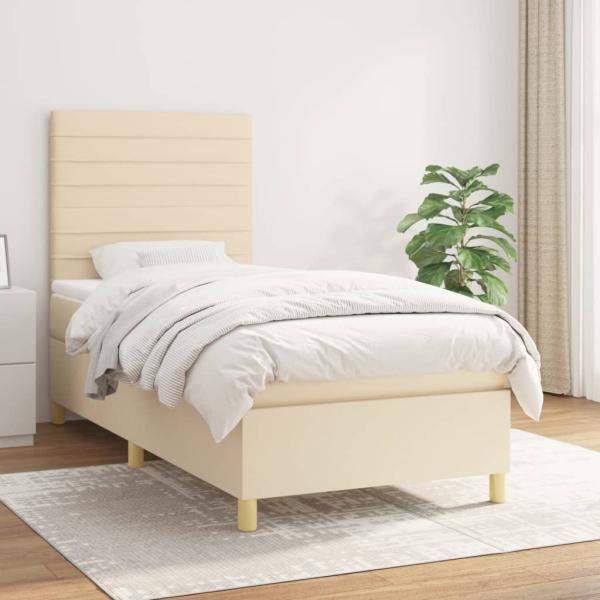 ARDEBO.de - Boxspringbett mit Matratze Creme 80x200 cm Stoff