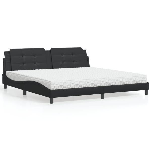 ARDEBO.de - Bett mit Matratze Zadar Schwarz 200x200 cm Kunstleder