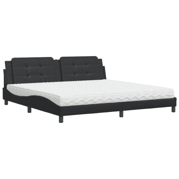 Bett mit Matratze Zadar Schwarz 200x200 cm Kunstleder