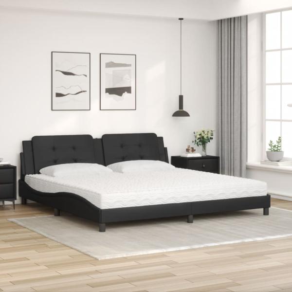 Bett mit Matratze Zadar Schwarz 200x200 cm Kunstleder