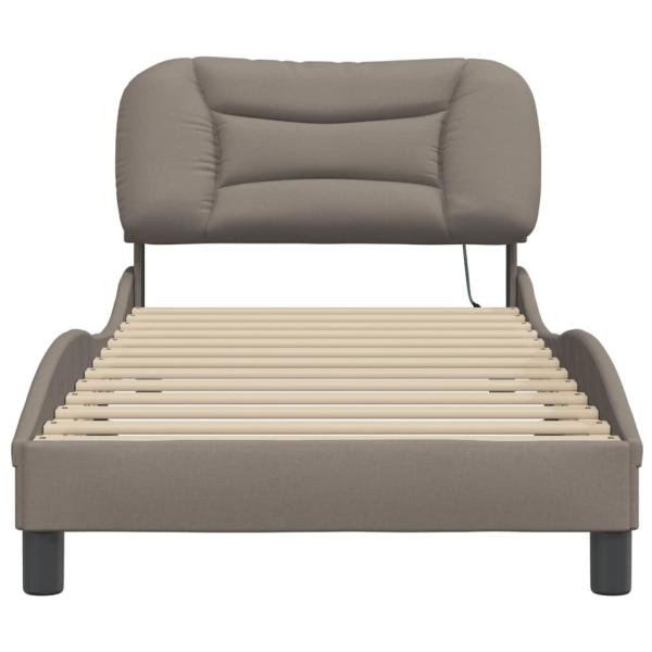 Bettgestell mit LED ohne Matratze "Hvar" Taupe 80x200 cm Stoff