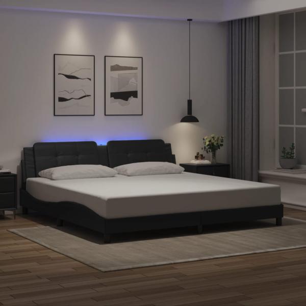 ARDEBO.de - Bettgestell mit LED ohne Matratze "Zadar" Schwarz 200x200 cm