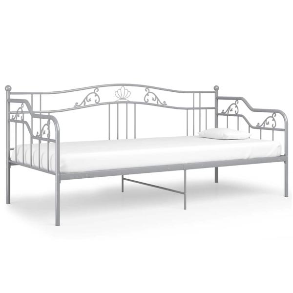Schlafsofa Bettgestell Grau Metall 90x200 cm