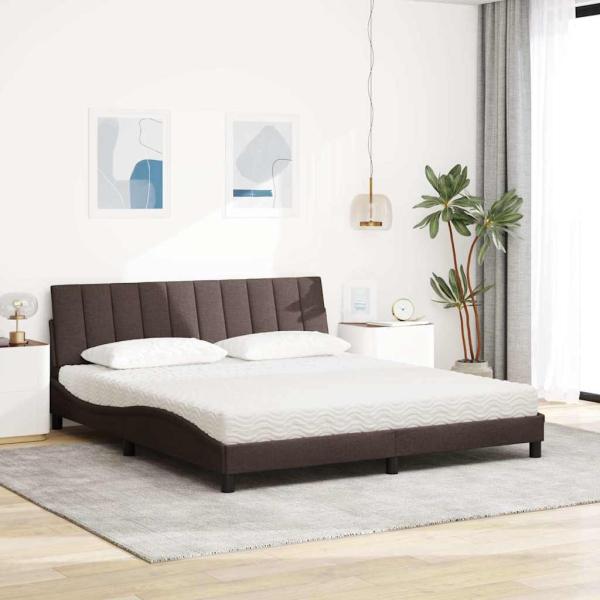 Bett mit Matratze "Hanko" Dunkelbraun 180x200 cm Stoff
