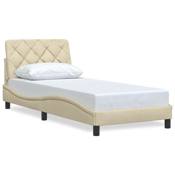 Bettgestell ohne Matratze Creme 90x190 cm Stoff