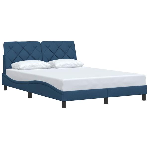 Bettgestell ohne Matratze Blau 120x200 cm Stoff