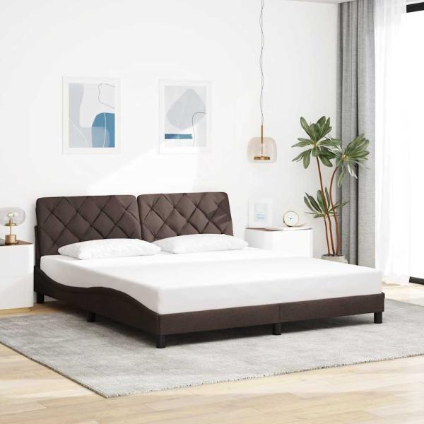 ARDEBO.de - Bettgestell ohne Matratze Dunkelbraun 180x200 cm Stoff