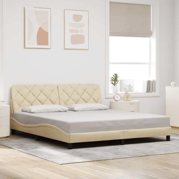 ARDEBO.de - Bettgestell ohne Matratze Creme 180x200 cm Stoff