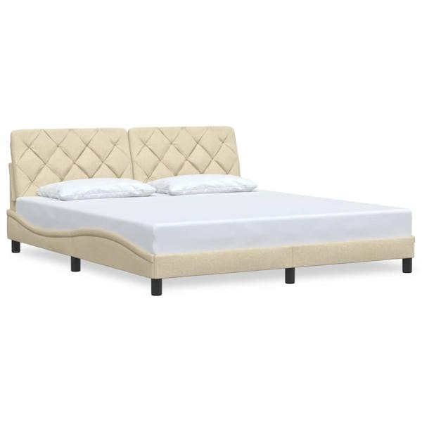 Bettgestell ohne Matratze Creme 180x200 cm Stoff