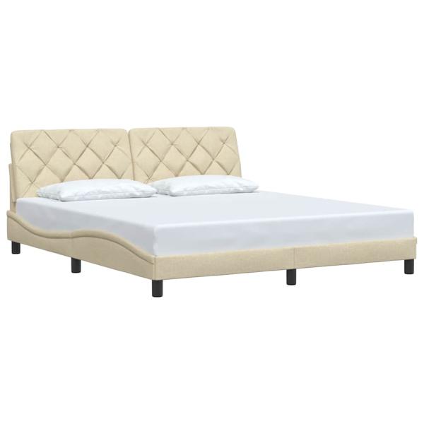 Bettgestell ohne Matratze Creme 180x200 cm Stoff