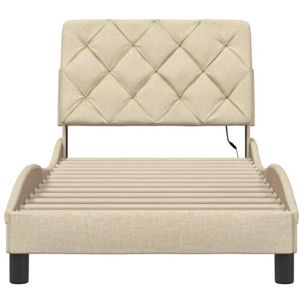 Bettgestell mit LED ohne Matratze Creme 90x200 cm Stoff