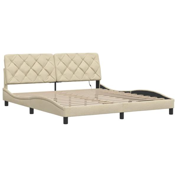 Bettgestell mit LED ohne Matratze Creme 180x200 cm Stoff
