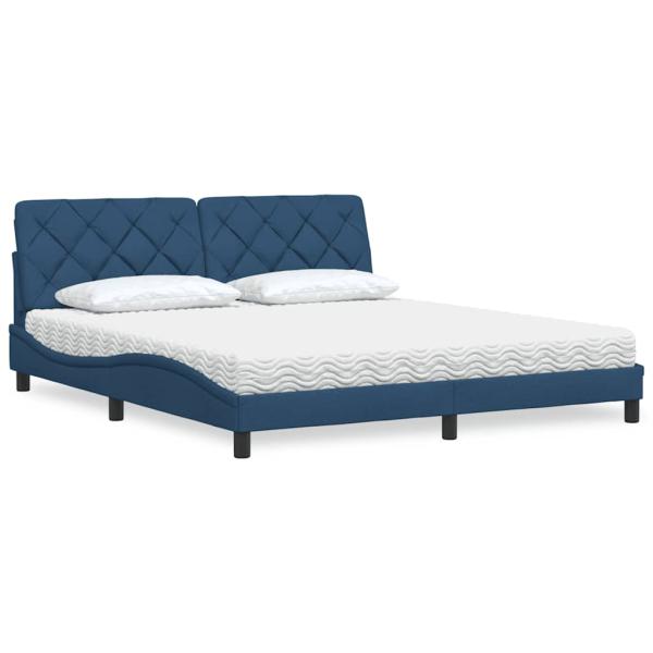 ARDEBO.de - Bett mit Matratze Blau 180x200 cm Stoff