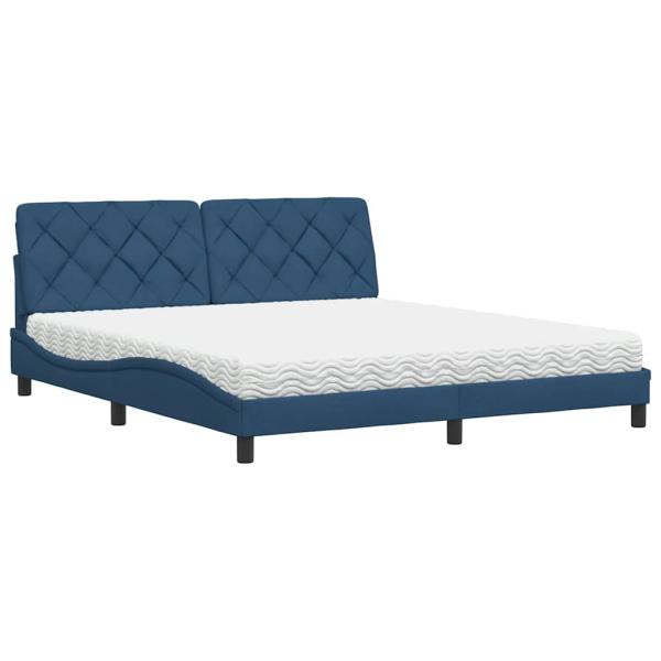 Bett mit Matratze Blau 180x200 cm Stoff