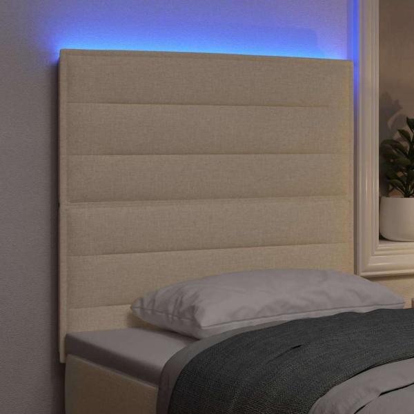 LED Kopfteil mit LED-Lichtleisten Creme 80 cm Stoff