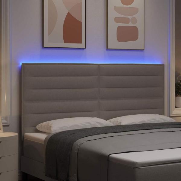 LED Kopfteil Taupe Stoff