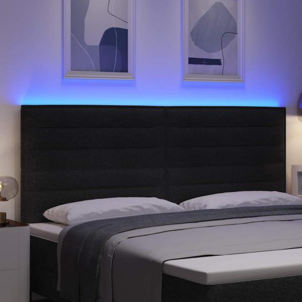 LED Kopfteil mit LED-Lichtleisten Schwarz 200 cm Stoff