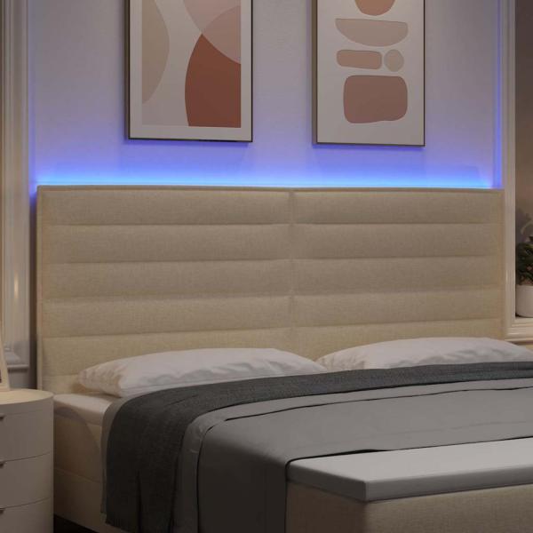 LED Kopfteil Creme Stoff