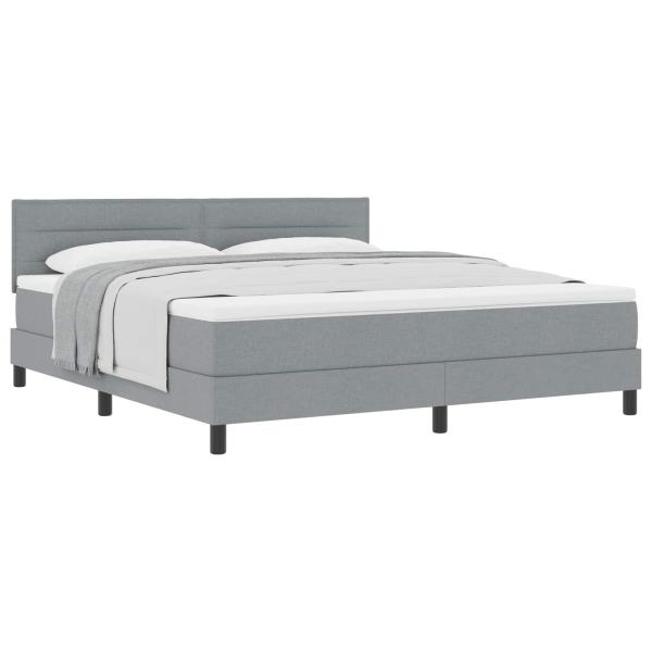 Boxspringbett mit Kopfteil Hellgrau 180 x 200 cm Stoff