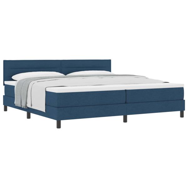 Boxspringbett mit Kopfteil Blau 200 x 200 cm Stoff