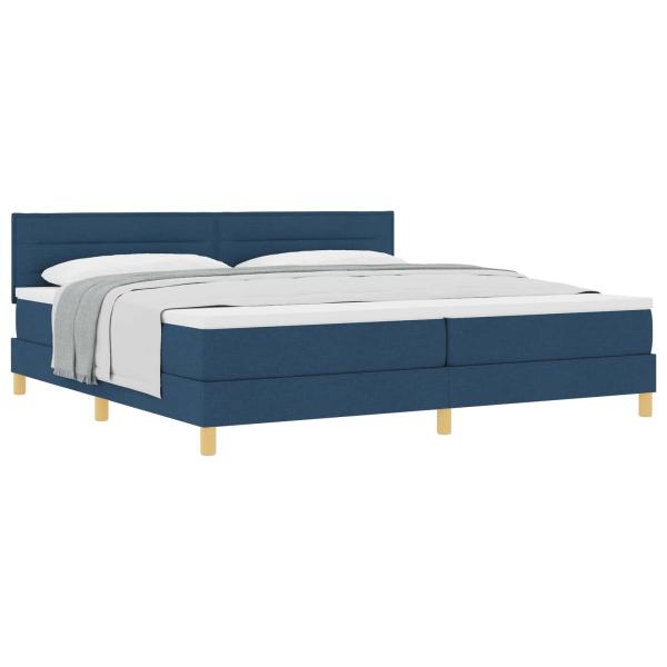 Boxspringbett mit Kissen mit Kopfteil Blau 200 x 200 cm Stoff