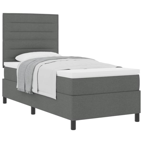 Boxspringbett mit Matratze Dunkelgrau 90 x 200 cm Stoff