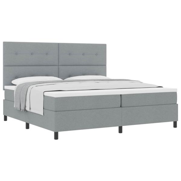 Boxspringbett mit Kopfteil Hellgrau 200 x 200 cm Stoff