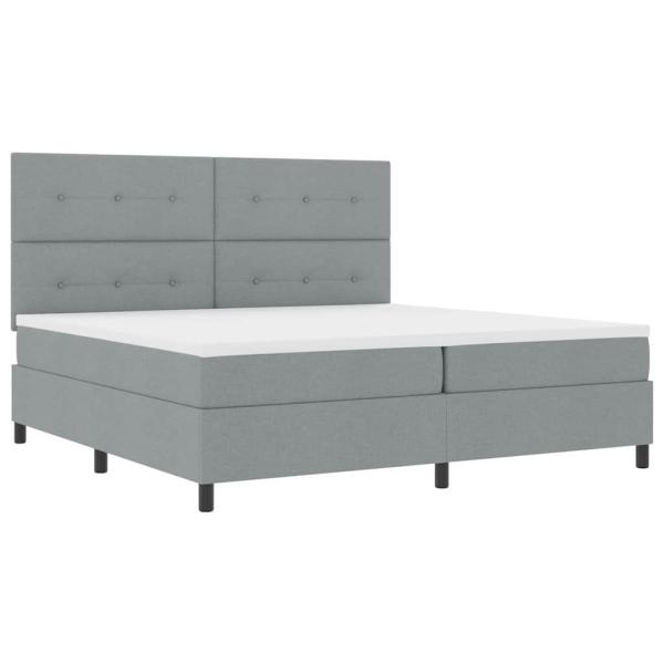 Boxspringbett mit Kopfteil Hellgrau 200 x 200 cm Stoff