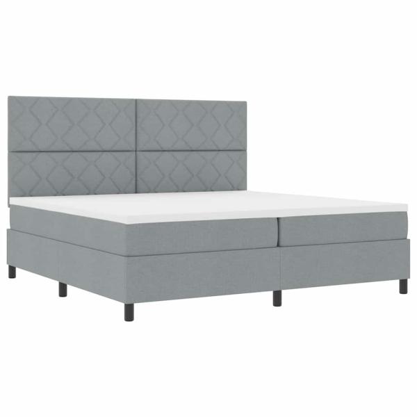 Boxspringbett mit Kopfteil Hellgrau 200 x 200 cm Stoff
