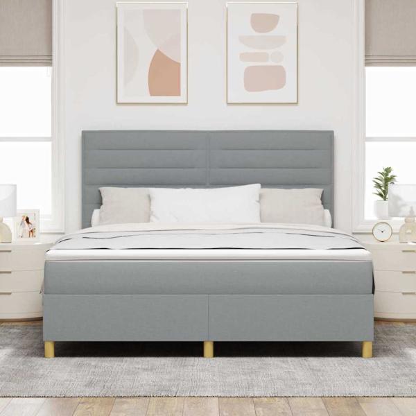 Boxspringbett mit Matratze Hellgrau 180 x 200 cm Stoff