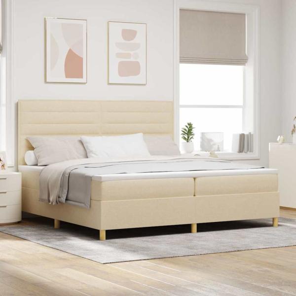 ARDEBO.de - Boxspringbett mit Matratze Creme 200 x 200 cm Stoff