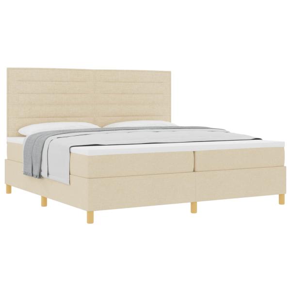 Boxspringbett mit Matratze Creme 200 x 200 cm Stoff