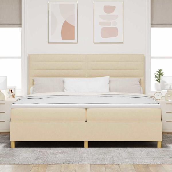 Boxspringbett mit Matratze Creme 200 x 200 cm Stoff