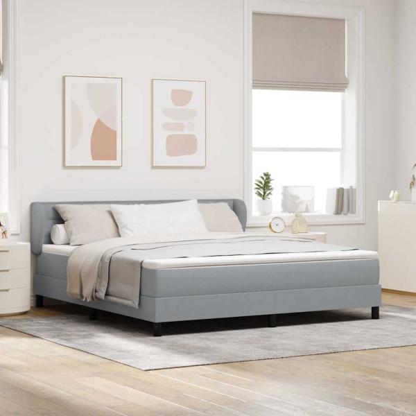 ARDEBO.de - Boxspringbett mit Kopfteil Hellgrau 180 x 200 cm Stoff