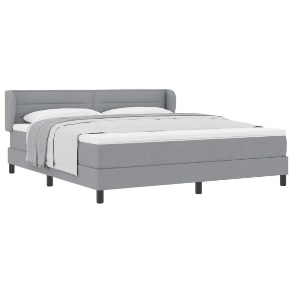 Boxspringbett mit Kopfteil Hellgrau 180 x 200 cm Stoff