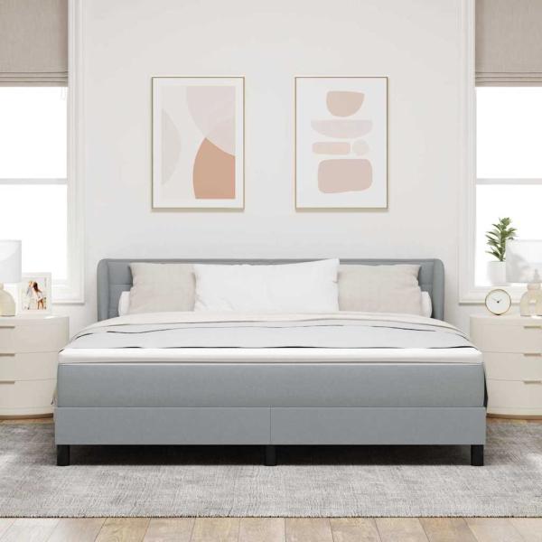 Boxspringbett mit Kopfteil Hellgrau 180 x 200 cm Stoff