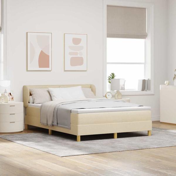 ARDEBO.de - Boxspringbett mit Matratze Creme 160 x 200 cm Stoff