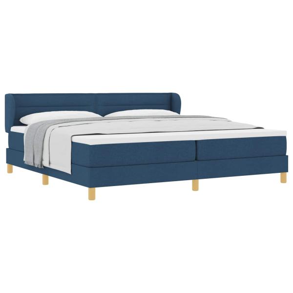 Boxspringbett mit Matratze mit Kopfteil Blau 200 x 200 cm Stoff
