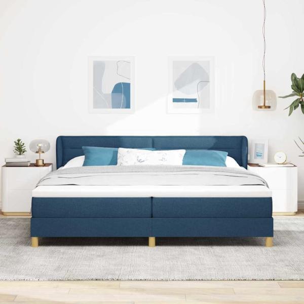 Boxspringbett mit Matratze mit Kopfteil Blau 200 x 200 cm Stoff